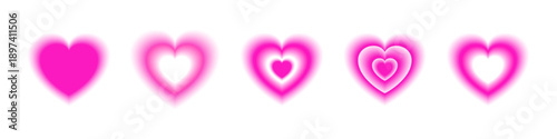 Pink gradient heart shapes, soft blur love symbols, romantic decoration