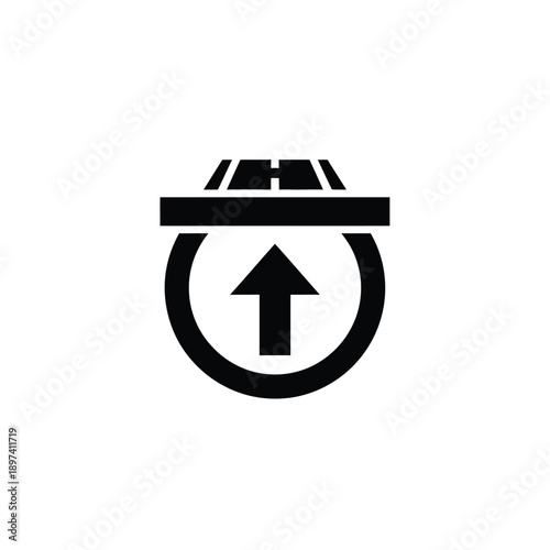 Highway sign icon with an upward arrow indicating direction, modern transportation symbol, roadmap navigation, travel and journey illustration