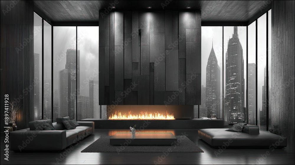 Obraz premium Interior design black and white