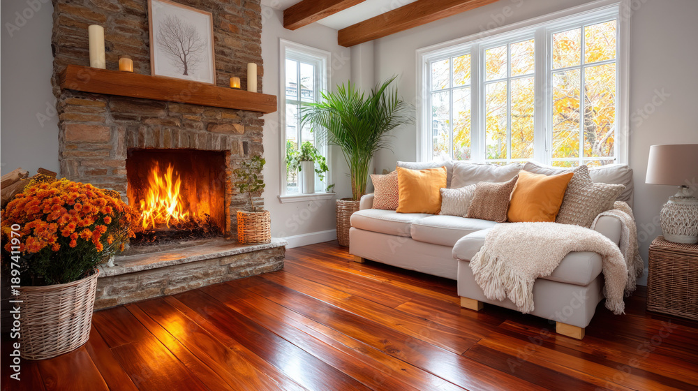 Fototapeta premium Interior wood floor design