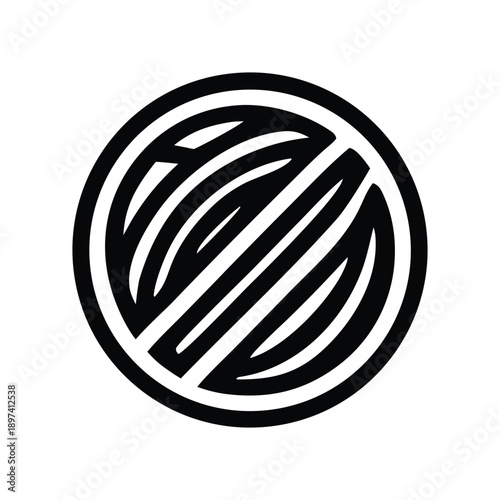 Abstract geometric circular emblem design in minimalist black and white, featuring interlocking, flowing lines creating a modern and elegant logo concept suitable for branding and digital interfaces