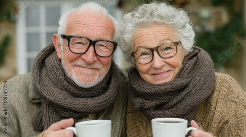 Old people drinking tea in ...