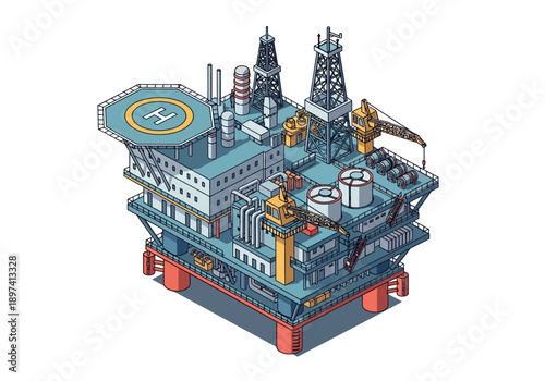 Offshore oil drilling platform, an industrial structure for petroleum extraction in the ocean