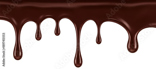 Bild auf Leinwand Dripping Dark Melted Chocolate Overlay isolated background