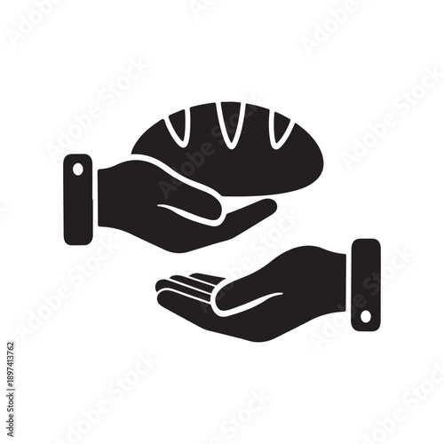  Food Donation Helping Hands Icon – Charity and Support Symbol