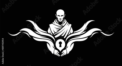 Abstract monk with keyhole symbol
