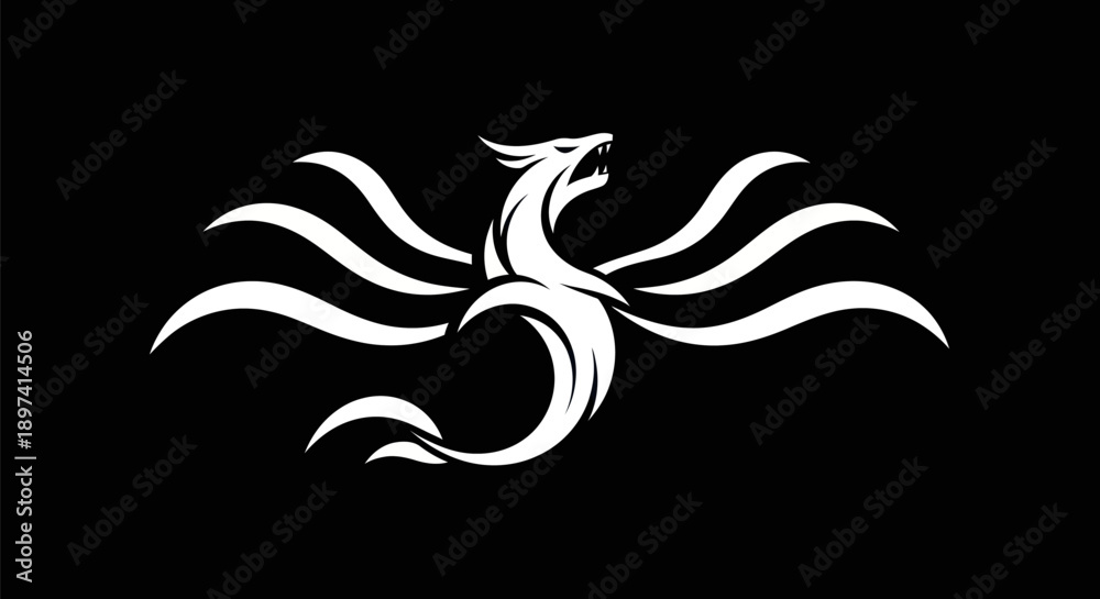 Naklejka premium Abstract phoenix silhouette on black