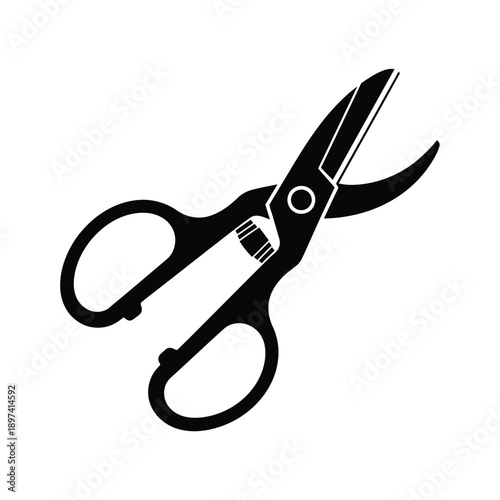 Scissors silhouette icon isolated on white background for cutting tools and equipment design sharp steel blade illustration for tailor craft and office supply stationary professional salon shears art