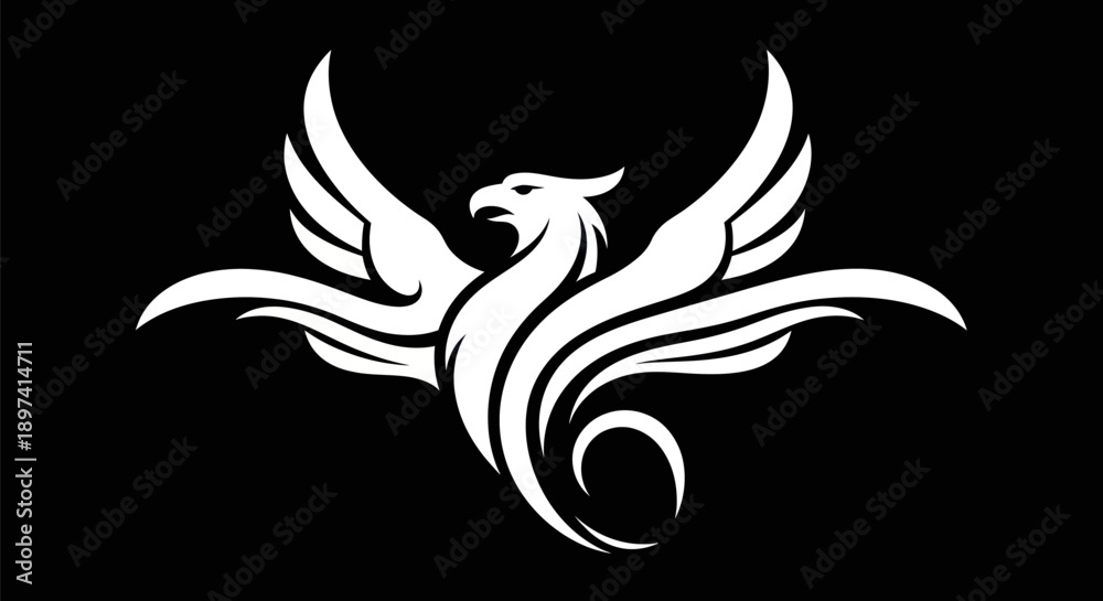 Obraz premium Abstract phoenix symbol on black background