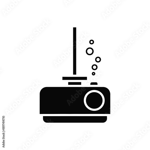 Humidifier device icon vector graphic symbol represents air moisture for room therapy aromatherapy diffusion of water vapor bubbles into atmosphere for comfort health wellness technology