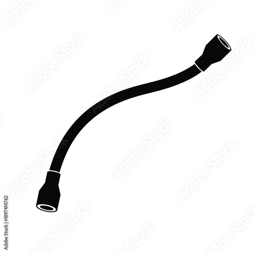 Black flexible hose icon vector illustration of car brake part isolated on white background depicting curved rubber tube for hydraulic system design element for automotive repair and maintenance kits