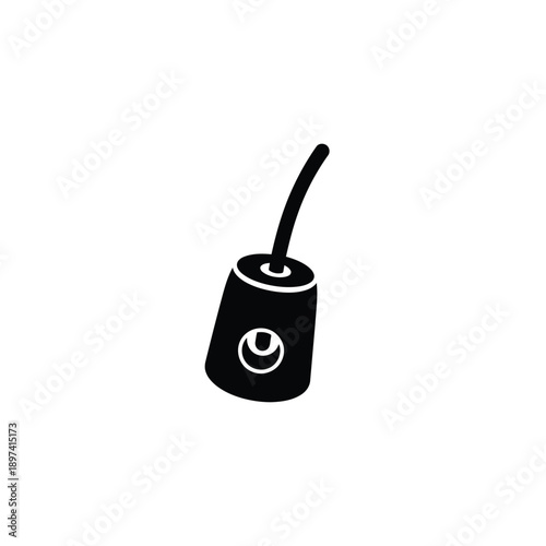 Industrial spray nozzle cap silhouette for aerosol paint can or air freshener dispenser showing plastic nozzle head detail vector isolated on white background for manufacturing and product design