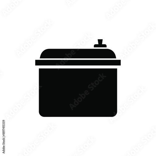Black glyph icon of an aquarium filter in a simple, flat design for use in pet care advertisements or product packaging to denote water purification systems