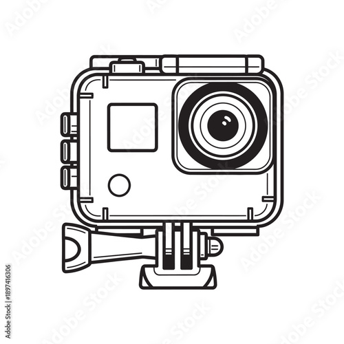 Action Camera Vector Icon - Waterproof Sport Camera and Vlogging Gear Illustration