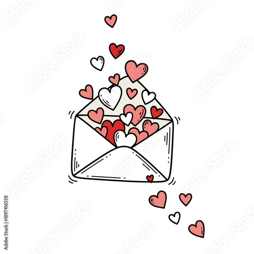 Envelope Popping with Small Red and Pink Hearts
