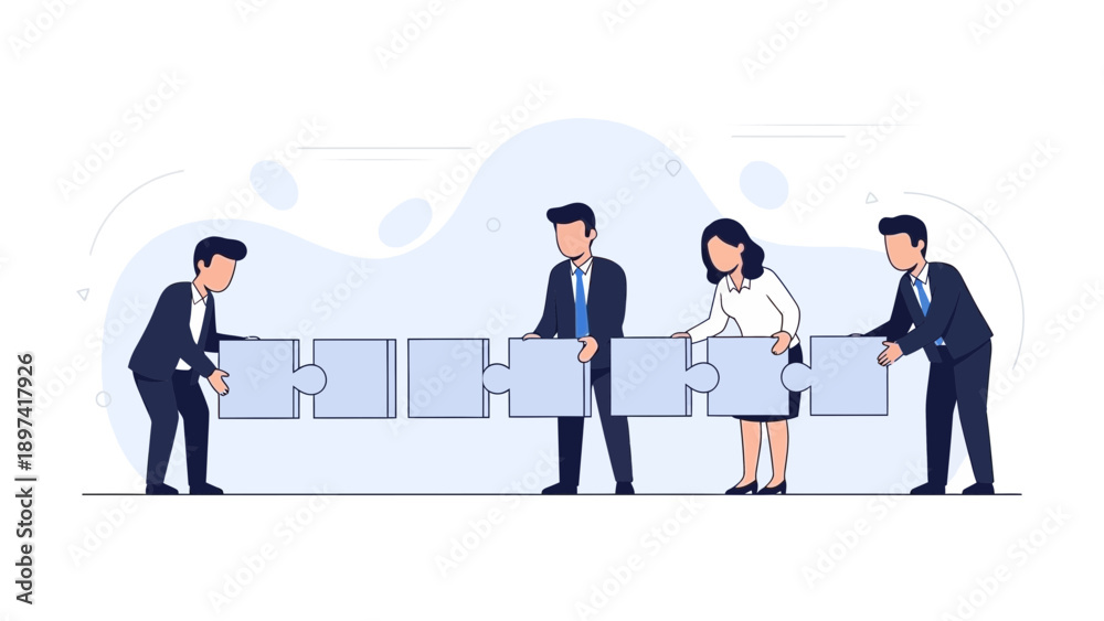 Fototapeta premium Teamwork Puzzle Pieces Business Collaboration Strategy Solution Graphic