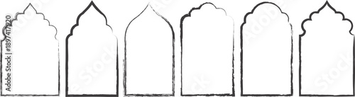 Various architectural arch brush designs showcasing traditional islamic architectural styles