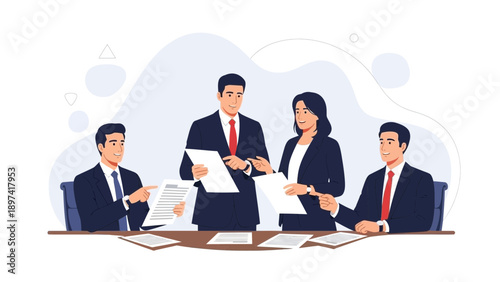 Business Team Meeting Discussion and Agreement in Office