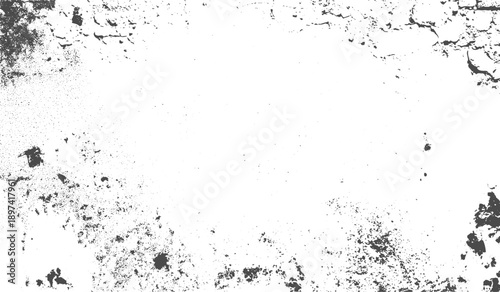 Grainy Grunge Concrete Wall Texture Featuring Cracks, Dust Overlay and Distressed Black Grain Effect for Rough Urban Background Use.