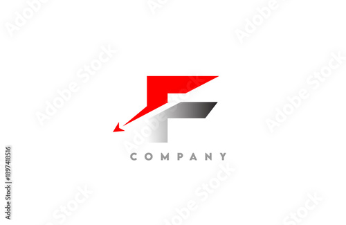 Modern dynamic F letter logo bold with integrated arrow swoosh gray to black gradient base clean vector style for tech business and corporate branding