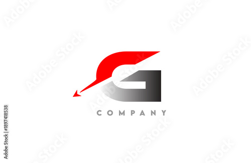 Modern dynamic G letter logo bold with integrated arrow swoosh gray to black gradient base clean vector style for tech business and corporate branding