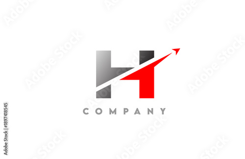 Modern dynamic H letter logo bold with integrated arrow swoosh gray to black gradient base clean vector style for tech business and corporate branding
