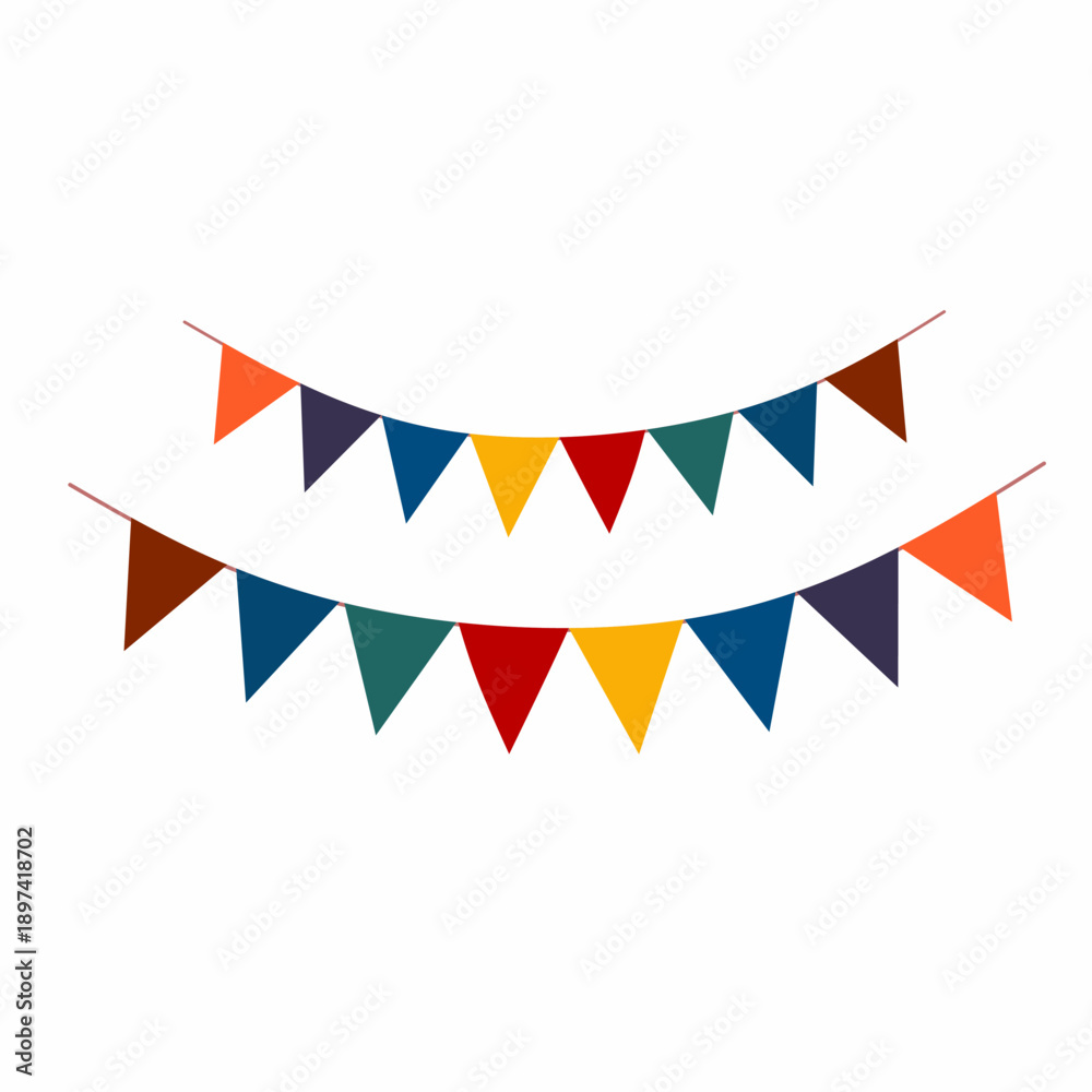 Fototapeta premium Banner Bunting in Flat Vector Style for Celebration Decor