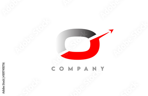 Modern dynamic O letter logo bold with integrated arrow swoosh gray to black gradient base clean vector style for tech business and corporate branding