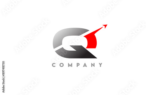 Modern dynamic Q letter logo bold with integrated arrow swoosh gray to black gradient base clean vector style for tech business and corporate branding