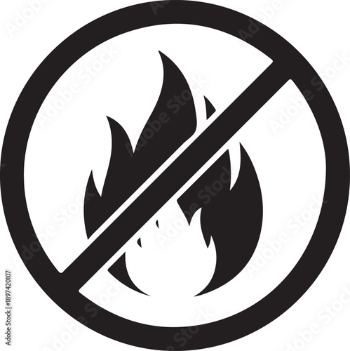 No fire or flames allowed sign with a clear warning message