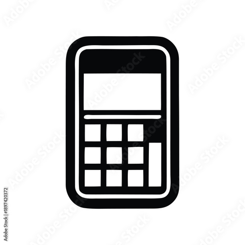 Simple black calculator icon representing financial computations and mathematical operations. Versatile graphic for business, education, and digital design projects
