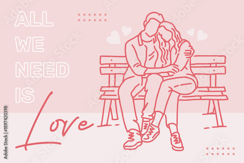 Minimalist Valentine?s Day Poster with Love Quote and Couple