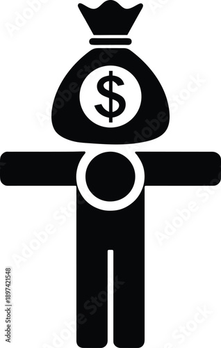 Debt or financial Burden silhouette icon Vector Illustration