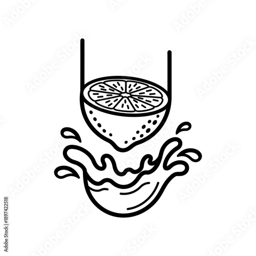 Citrus slice illustration in a glass with splashing liquid