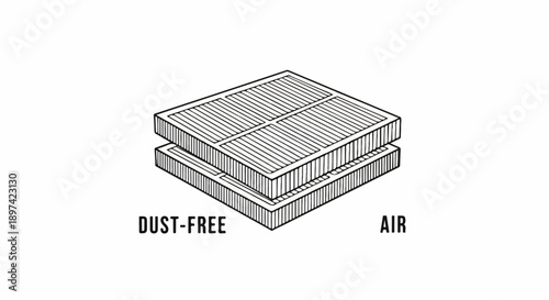 Diagram of two stacked air filters, illustrating clean air passage