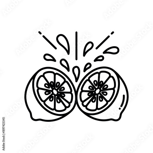 Juicy citrus fruits splashing with freshness in a simple illustration