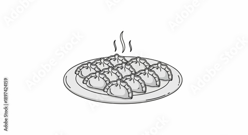 A plate of steaming dumplings, a delicious and savory meal