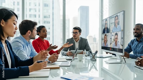 Leading Team Collaboration in Modern Office Meeting