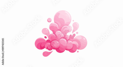 Pink liquid blobs and drops in a dynamic explosion