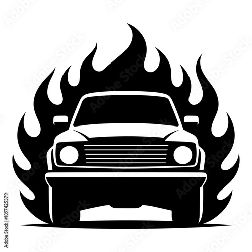 Fire truck vector icon illustration of a fire service vehicle