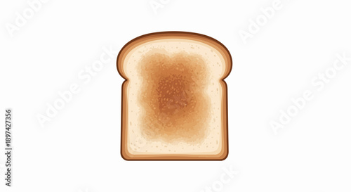 A light brown slice of toasted bread with a golden-brown center on a white background