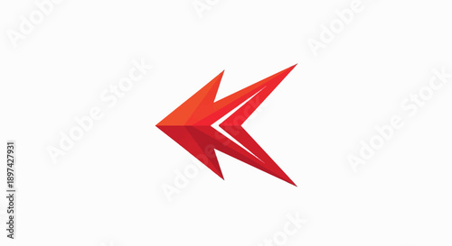 Abstract red arrowhead shape with a mirrored reflection