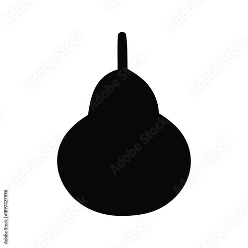 Minimalist black pear silhouette icon vector graphic. Simple fruit symbol for healthy eating, nutrition, and food-related designs, suitable for web, print, and mobile applications