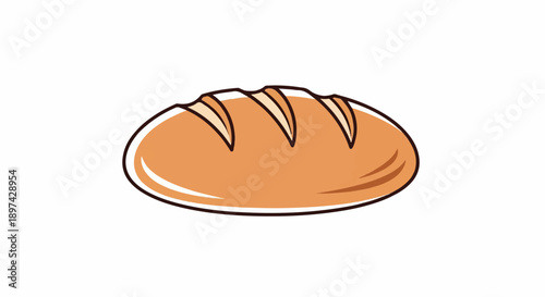 A cartoon illustration of a loaf of bread with three score marks on top