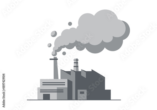 Factory emitting smoke into the air, representing industrial pollution and environmental impact