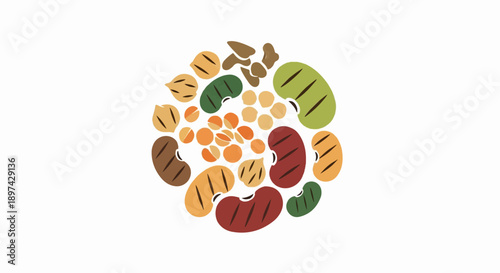 A delightful, colorful assortment of grilled beans and legumes, artfully arranged in a circle