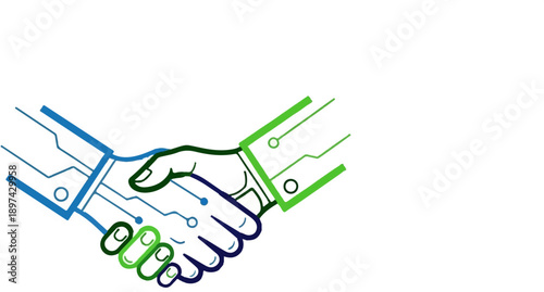 Stylized handshake with circuits