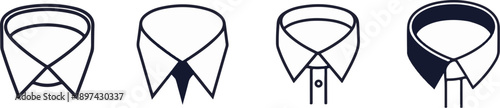 A collection of four distinct shirt collar styles, rendered in a simple, dark line art