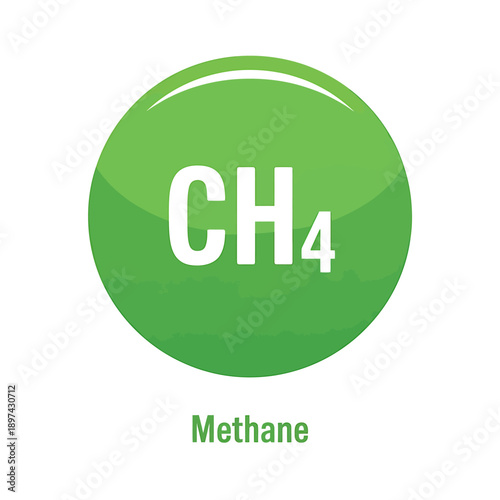 Green methane CH4 chemical compound symbol icon on white background