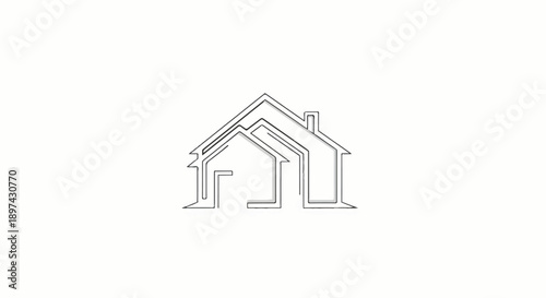 Abstract outline of a house with layered inner structure and chimney